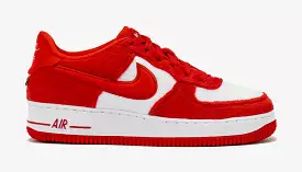 Air Force 1 Low Valentines Day Fleece Grade School Lifestyle Shoes (Fire Red/White/Pink Foam/Light Crimson)