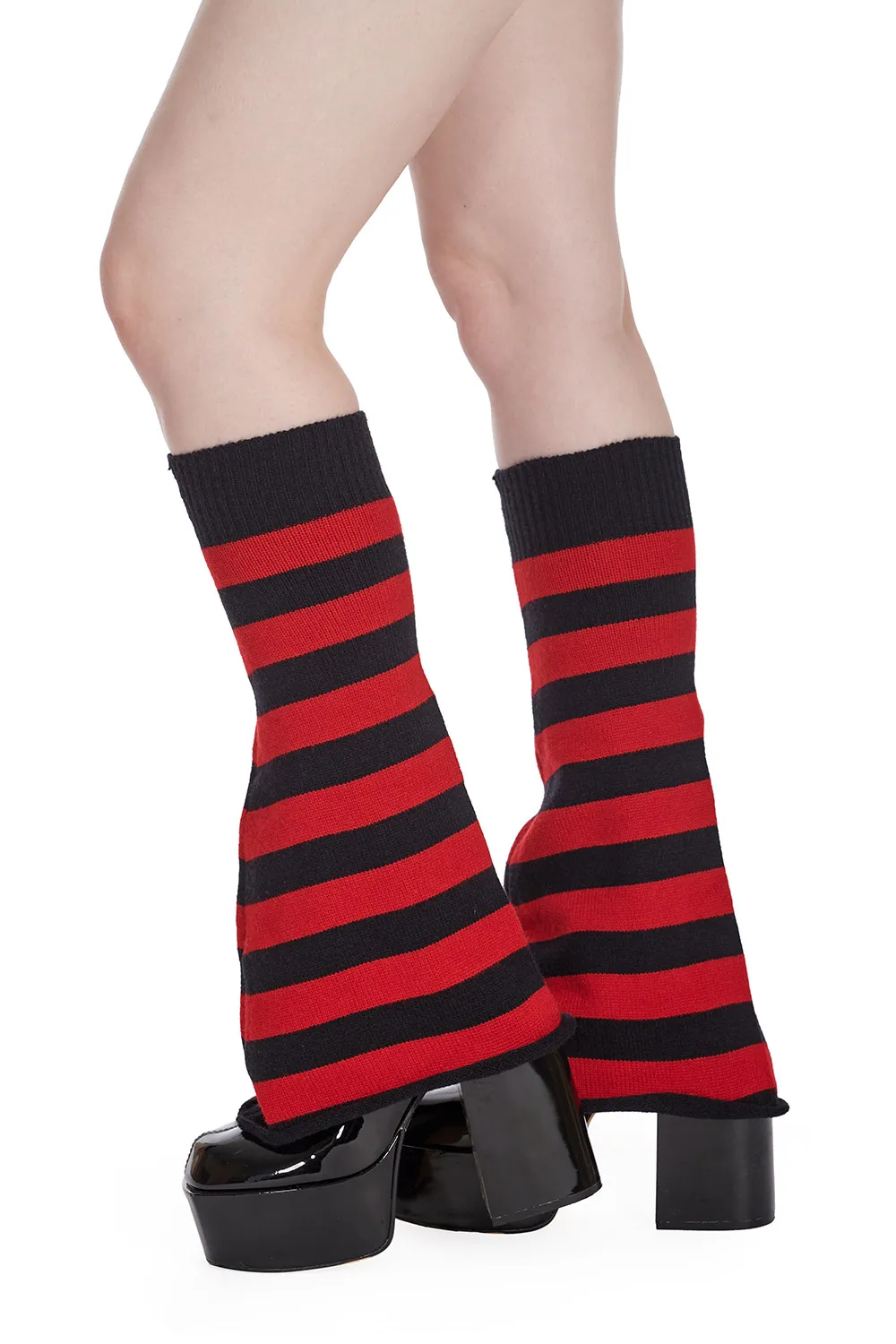 Banned - Stoker Striped Legwarmers Black/Red | Dark Ages