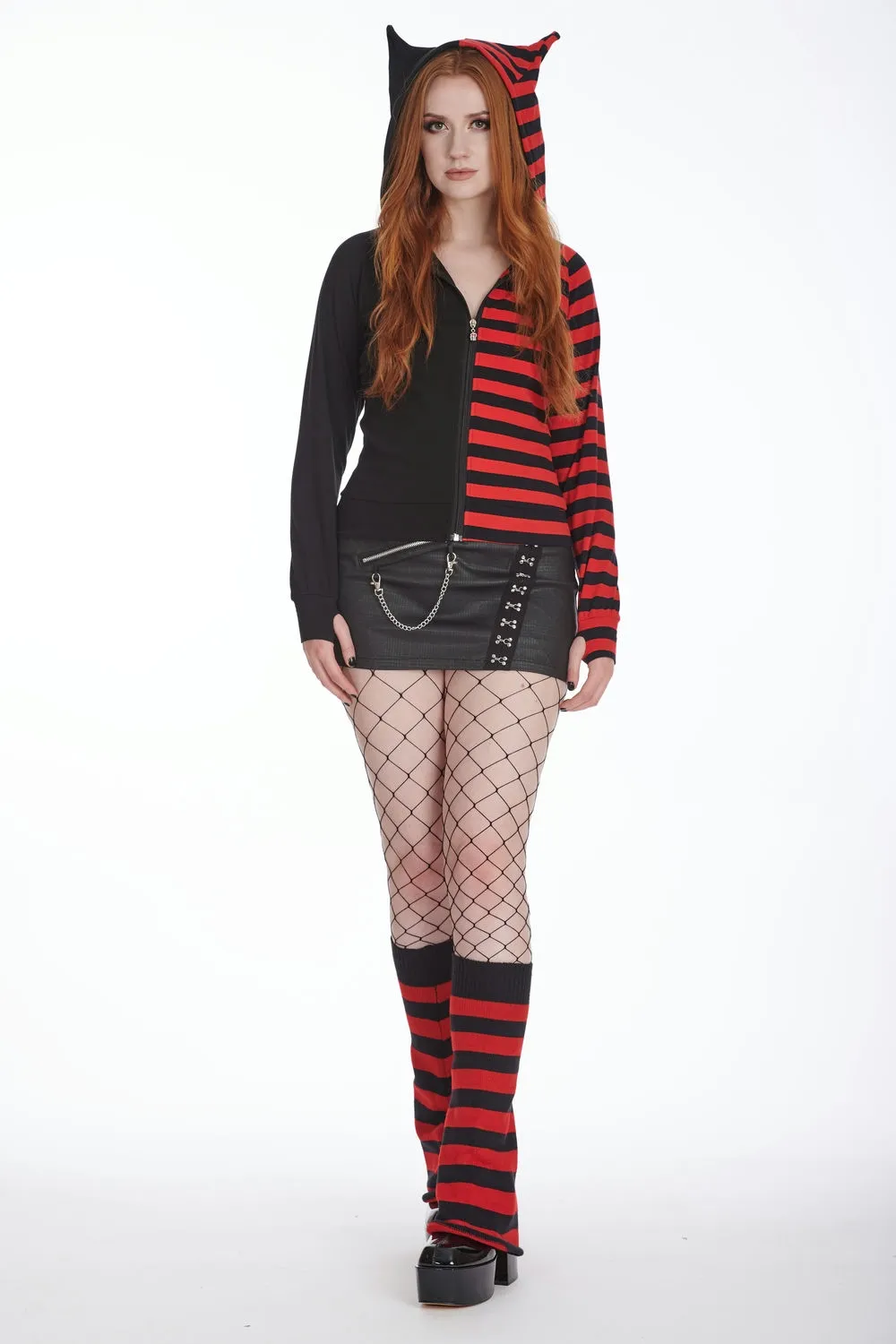 Banned - Stoker Striped Legwarmers Black/Red | Dark Ages