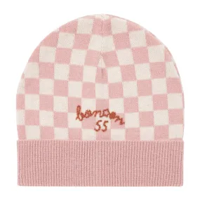 Bonton Child Checkerboard Beanie Rose Wood Pink