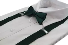 Boys Adjustable Bottle Green 65cm Suspenders & Matching Bow Tie Set