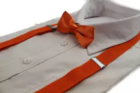 Boys Adjustable Orange 65cm Suspenders & Matching Bow Tie Set