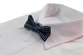 Boys Navy With White Small Polka Dots Patterned Bow Tie