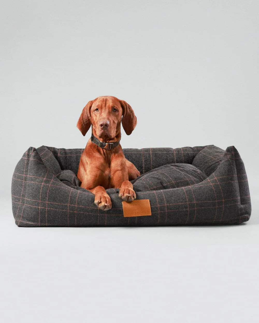 Dark Grey CheckedTweedFabric Dog Bed