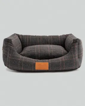 Dark Grey CheckedTweedFabric Dog Bed