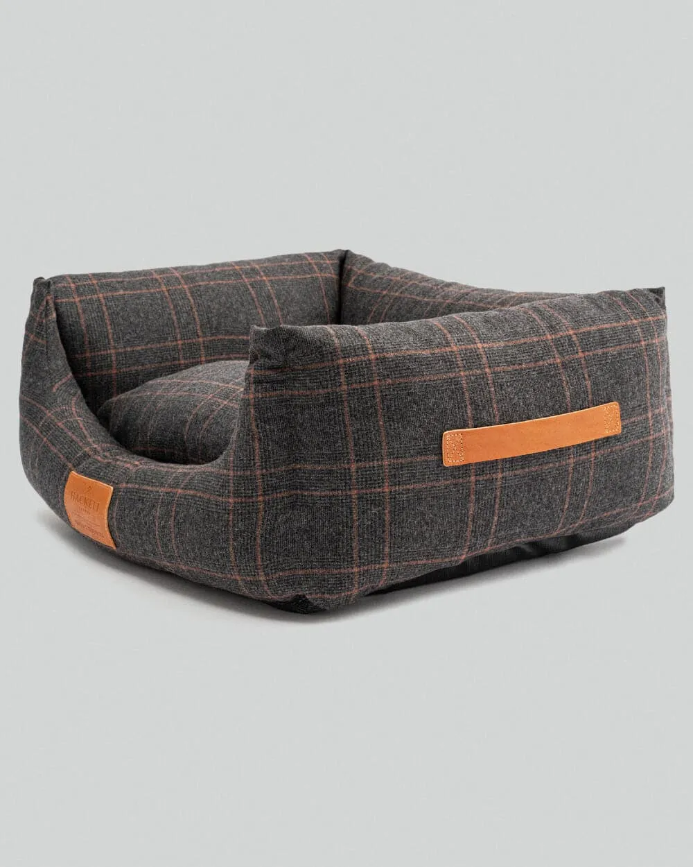 Dark Grey CheckedTweedFabric Dog Bed