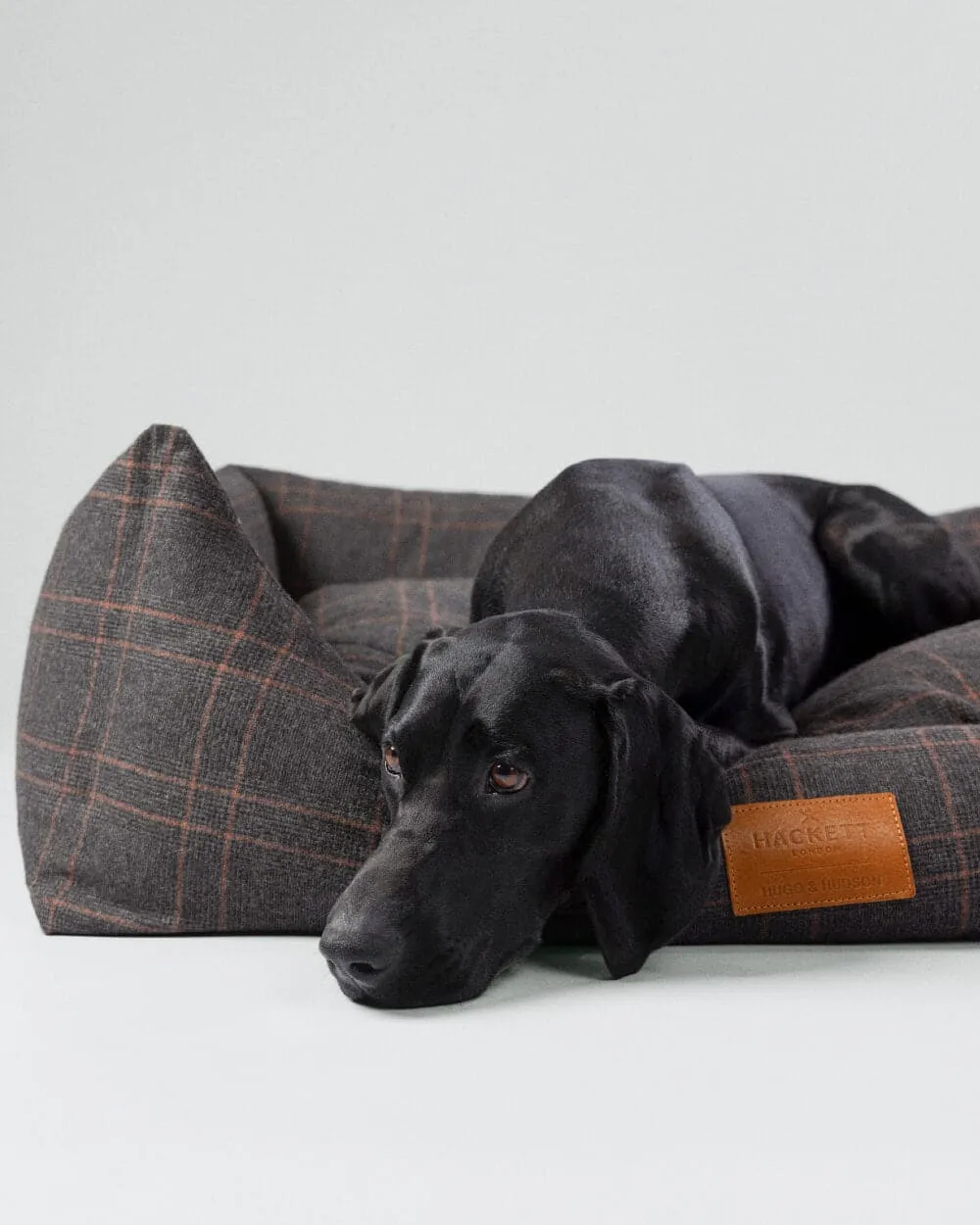 Dark Grey CheckedTweedFabric Dog Bed