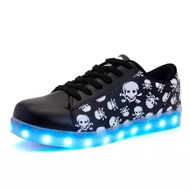 DoGeek Black Skull Light Up Shoes Unisex Boys and Gilrs and Adults (Choose Half Size Up)