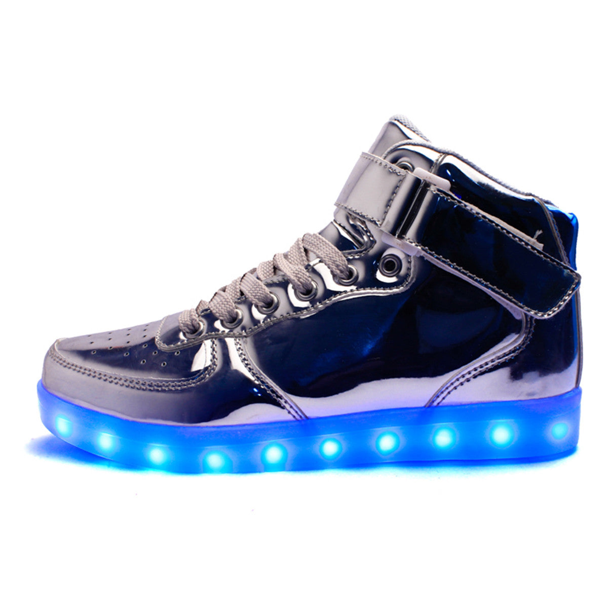 DoGeek Men/Women Light up Shoes Metalic Silver For Adult Led Shoes 7 Colors Lights High Tops (Choose Half Size Up)