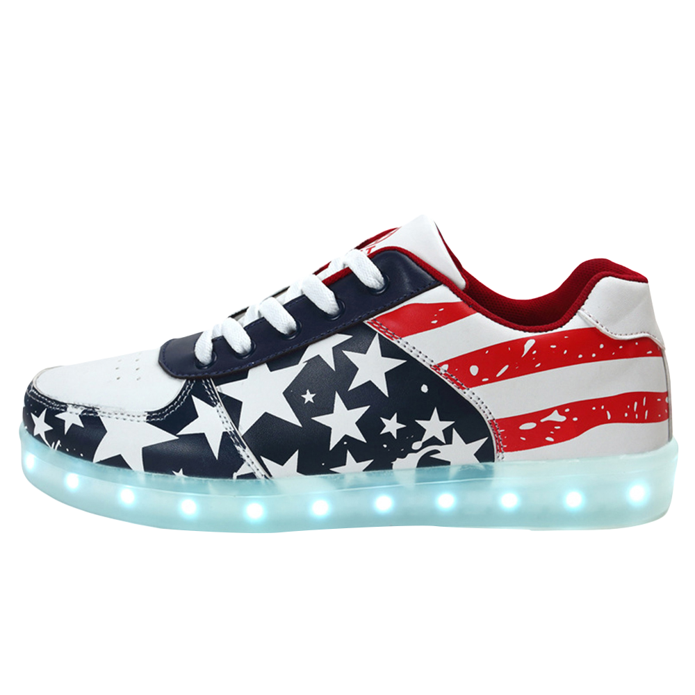 DoGeek US Flag LED Light Up Shoes Unisex Boys and Gilrs and Adults, 35 EU-46 EU (Choose Half Size Up)