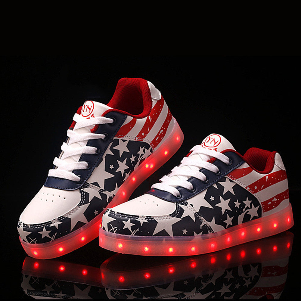 DoGeek US Flag LED Light Up Shoes Unisex Boys and Gilrs and Adults, 35 EU-46 EU (Choose Half Size Up)