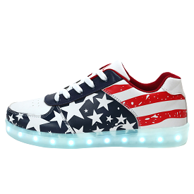 DoGeek US Flag LED Light Up Shoes Unisex Boys and Gilrs and Adults, 35 EU-46 EU (Choose Half Size Up)