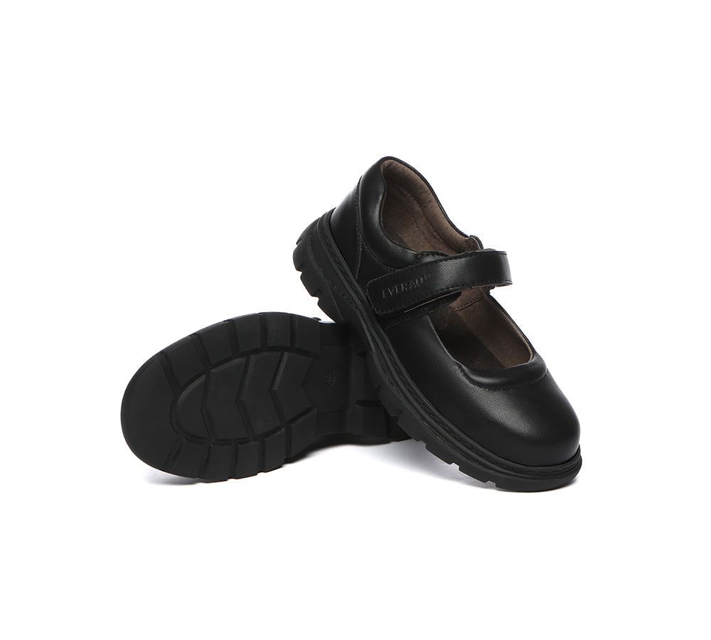 EVERAU Senior Black Leather School Shoes Chris