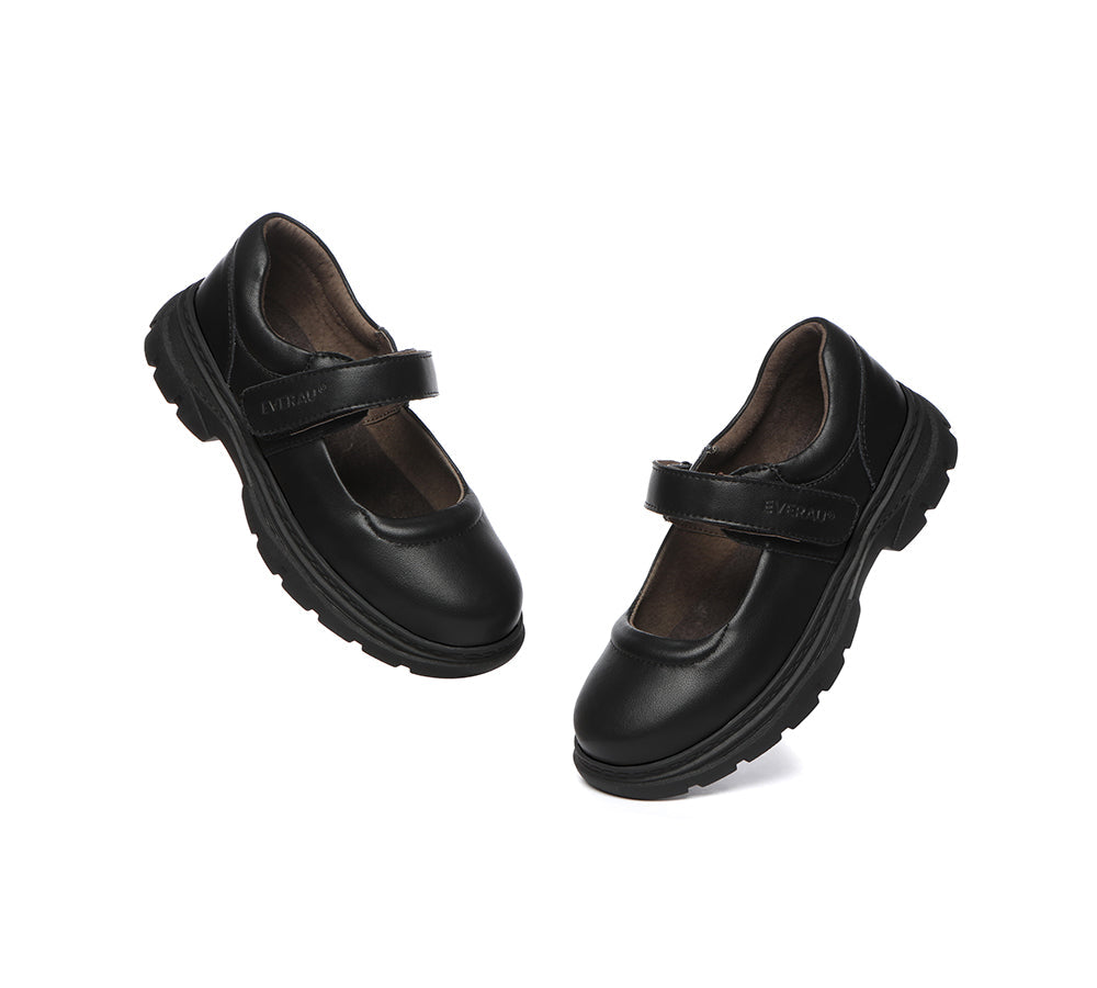 EVERAU Senior Black Leather School Shoes Chris