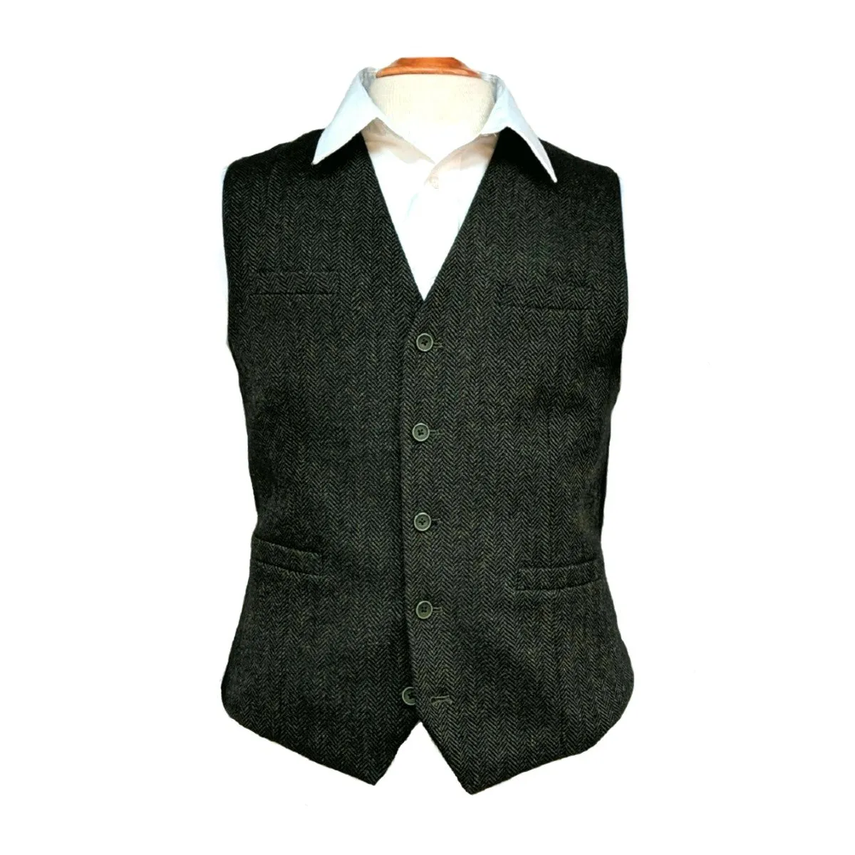 Herringbone Wool Blend Tweed Vest [6 Colors]