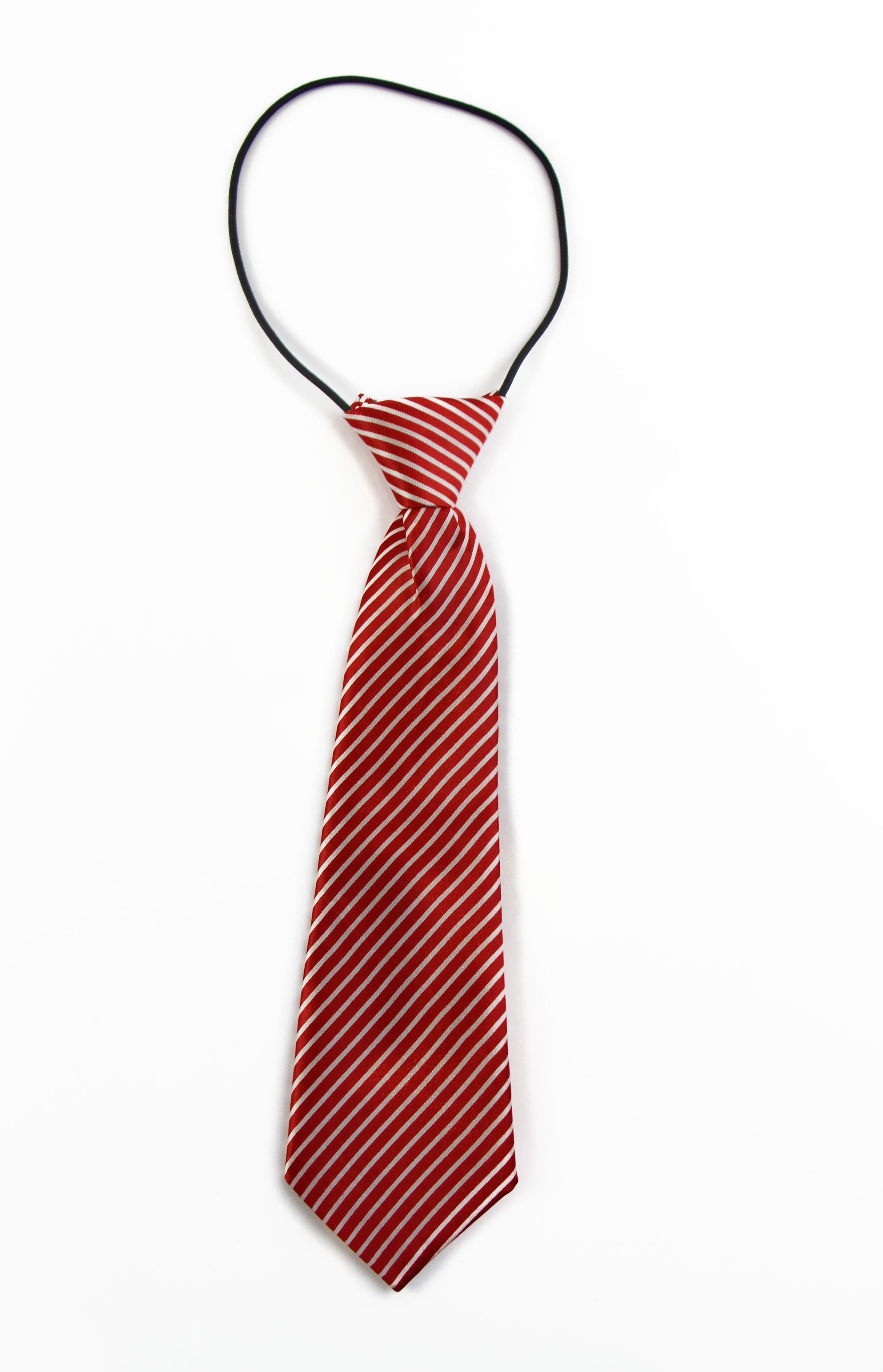 Kids Boys Red Black White Diagonal Patterned Elastic Neck Tie