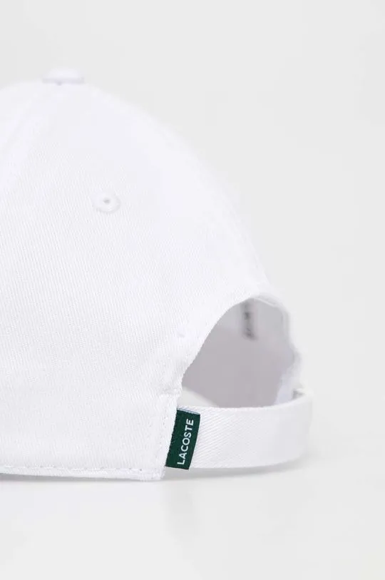 Lacoste cotton baseball cap white color smooth