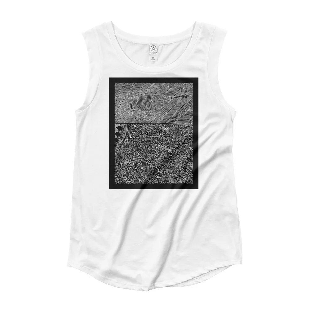 Ladies’ Cap Sleeve T-Shirt Barton Springs Cormorant Story