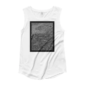 Ladies’ Cap Sleeve T-Shirt Barton Springs Cormorant Story