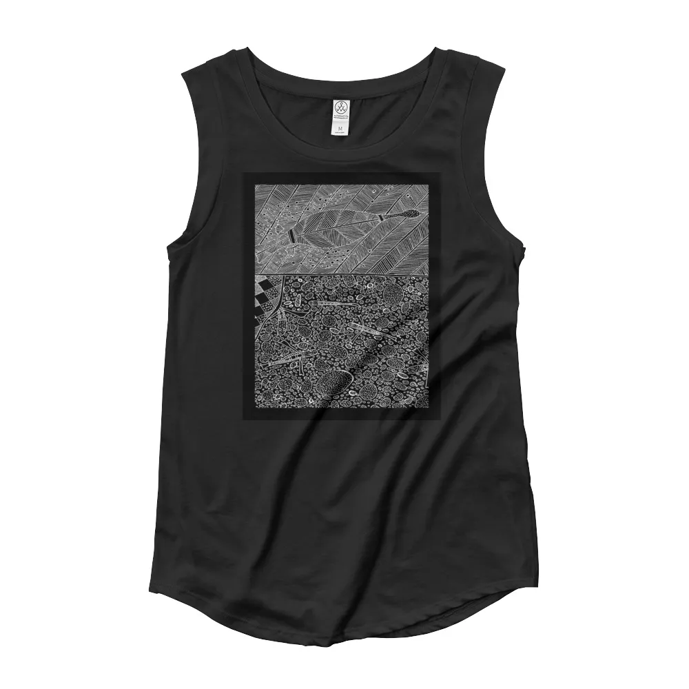 Ladies’ Cap Sleeve T-Shirt Barton Springs Cormorant Story