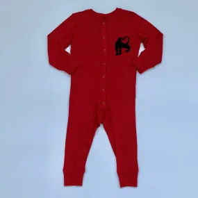 Mini Rodini Red Merino Wool Panther All-In-One: 12-18 Months