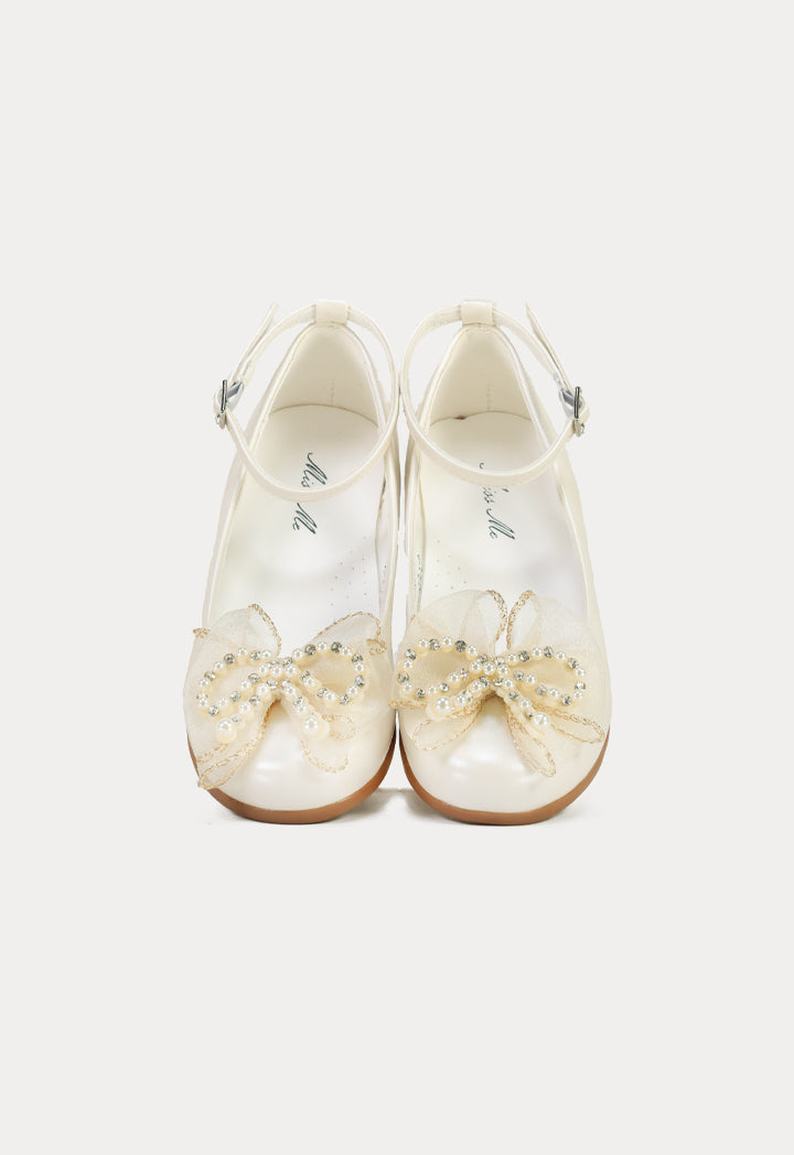 Organza Ribbon With Pearls Flat Shoes