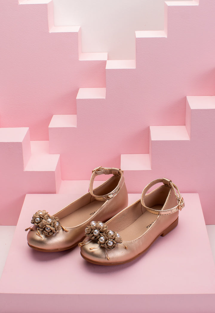 Pearl And Floral Flat Shoes