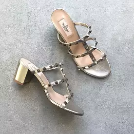 Rockstud Block Mule 60, Skin Metallic