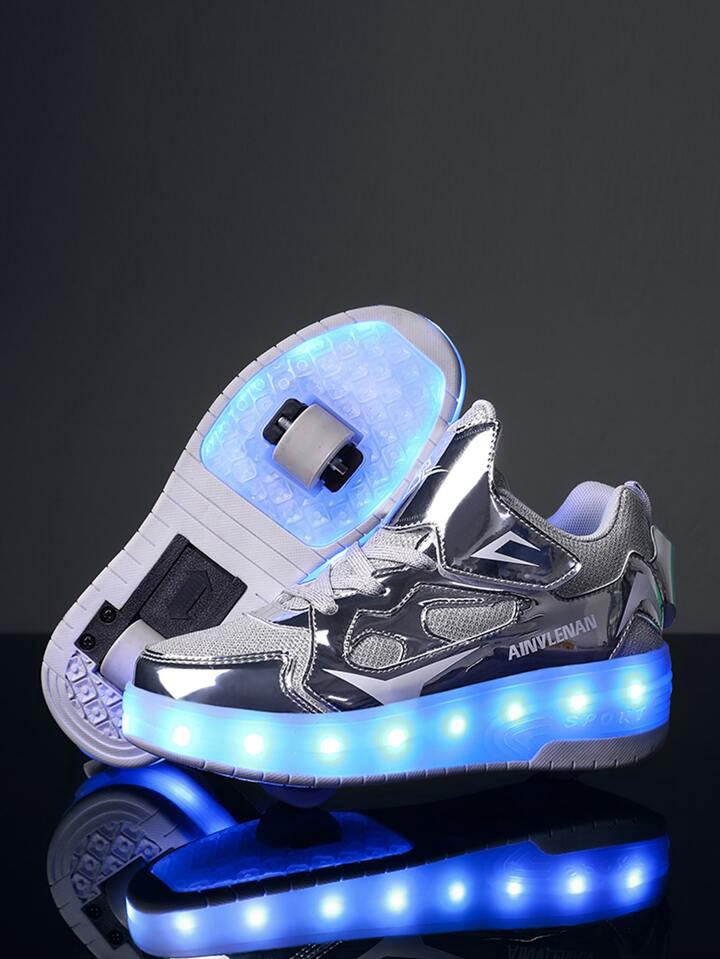 Roller Shoes USB Charge Girls Boys Sneakers with Wheels LED Roller Skates Shoes S1593178