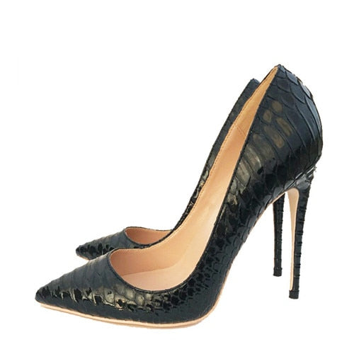 Stilettos Black Apricot Printed Toe Women Shoes High Heel