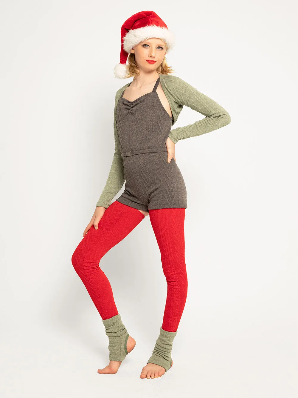 Stirrup Leg Warmers Long Knit Red Kids RTW