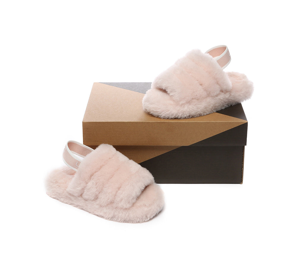 UGG AUSTRALIAN SHEPHERD Kids Slingback Fluffy Slides Puffy