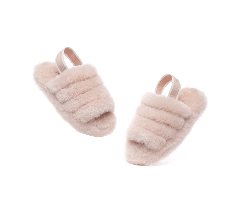 UGG AUSTRALIAN SHEPHERD Kids Slingback Fluffy Slides Puffy