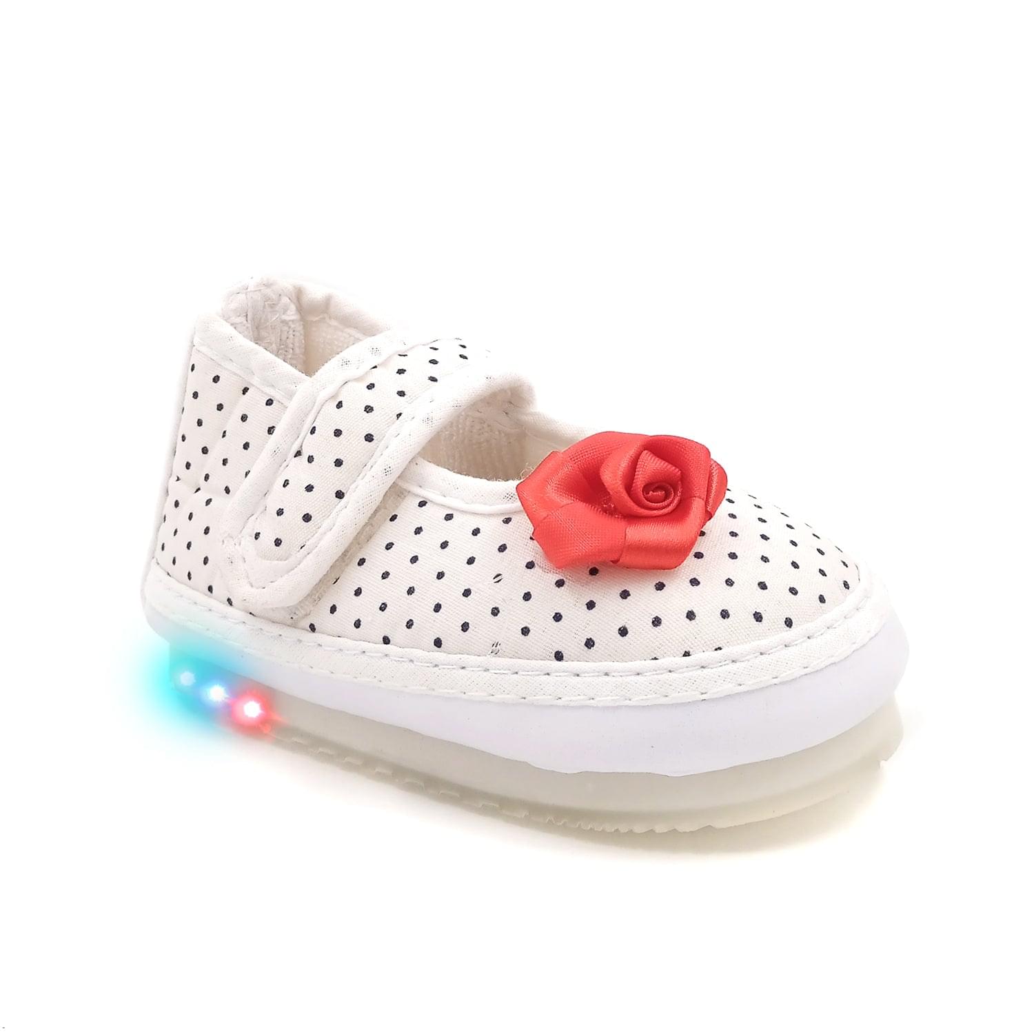 Urbanfeet's Kids LED Light Shoes with Chu Chu Music Sound & Polka Dot Print for Baby Girls and Boys (for 12-24 Months)