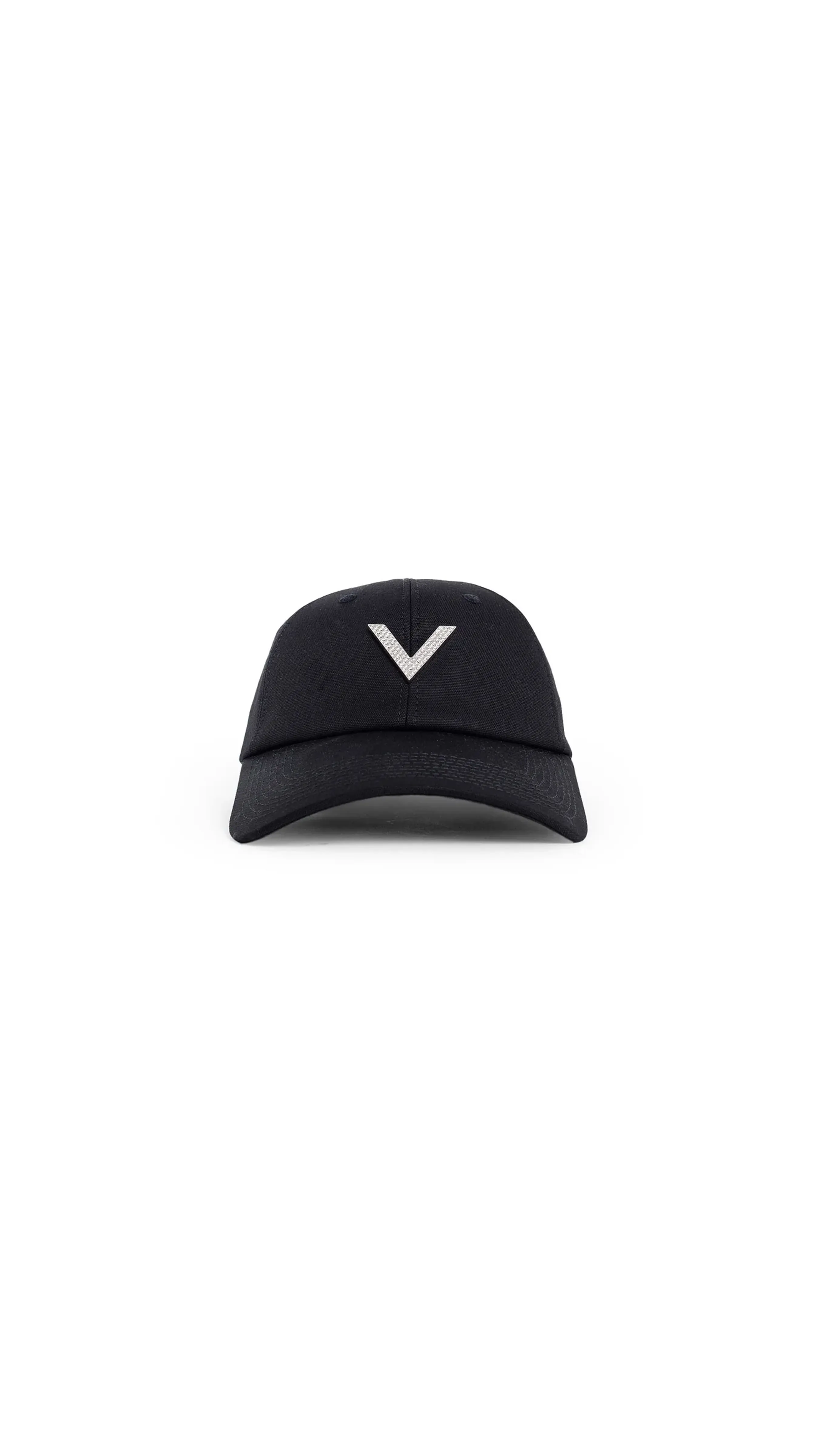 V Logo Baseball Cap - Black