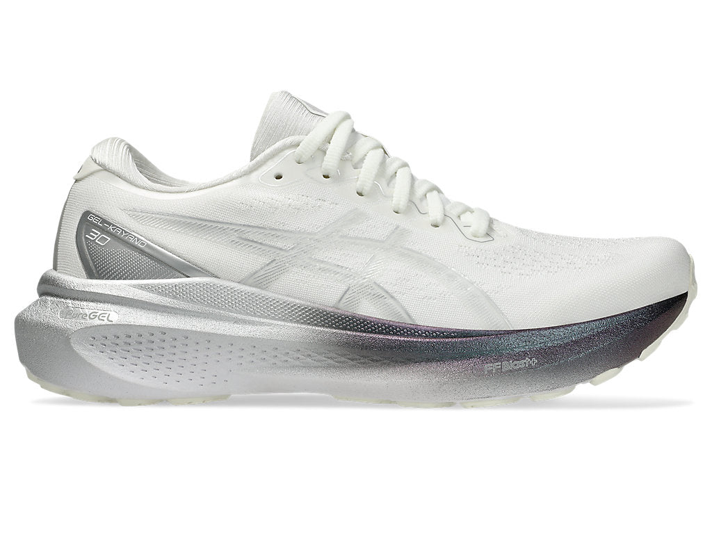 Women's Asics Gel-Kayano 30 Platinum, Real White/Pure Silver, 9.5 B Medium