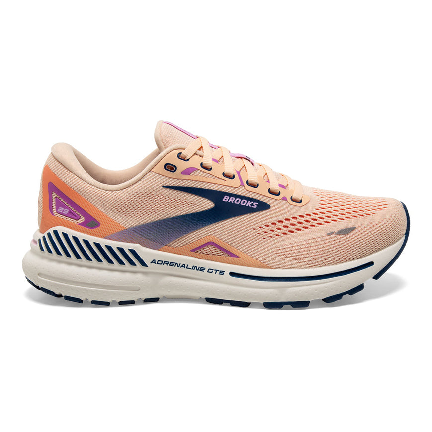 Women's Brooks Adrenaline GTS 23, Apricot/Estate Blue/Orchid, 11 B Medium