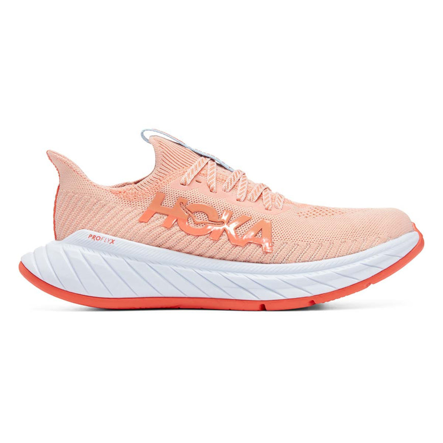 Women's Hoka One One Carbon X 3, Peach Parfait/Summer Song, 7.5 B Medium