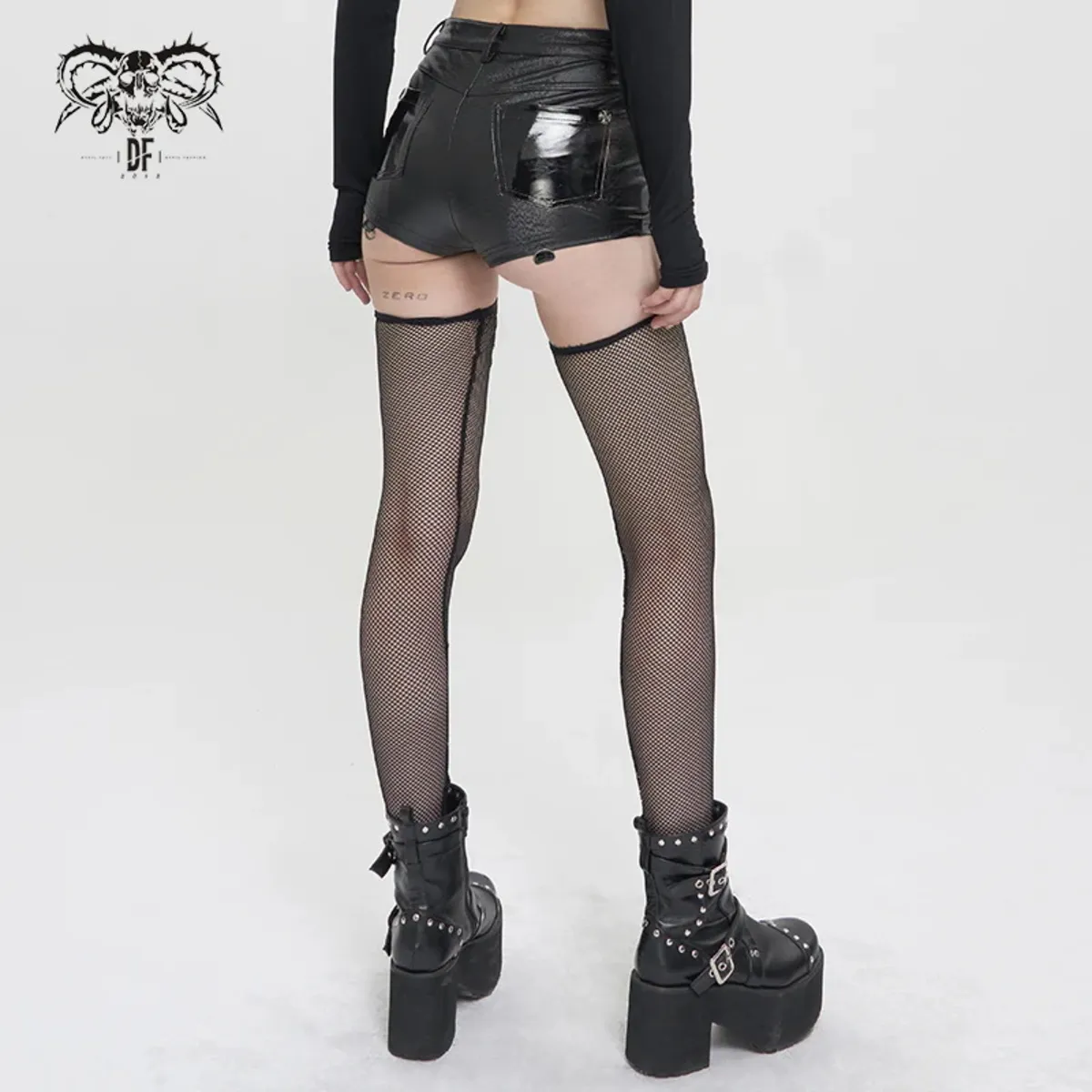 women's shorts DEVIL FASHION - STARLET SHORTS WITH FISHNET LEGWARMERS - PT162  -  Metal-shop